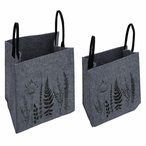 Meadow grass basket, felt, grey/black, 35x24x21cm, set of 2 pieces! (SALE)|Ego Decor