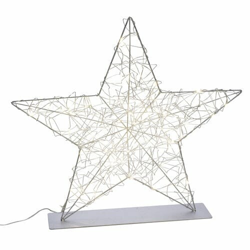 Hvězda světelná LED kovová, 35LED, stříbrná, 50x50x8cm|Ego Dekor