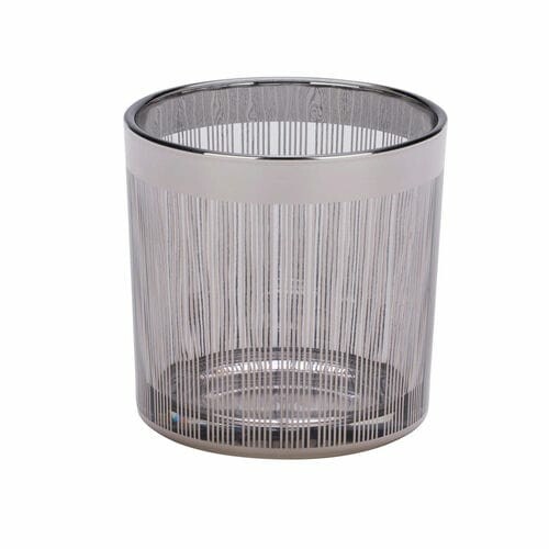 Świecznik czajniczek bambusowy, szkło, srebrny, średnica 8,8x10cm (WYPRZEDAŻ)|Ego Dekor