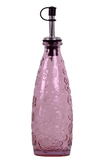 Recycled glass bottle with funnel "FLORA", pink, 0.3 L (SALE) (pack contains 1 pc)|Vidrios San Miguel|Recycled Glass