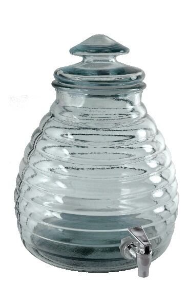 VIDRIOS SAN MIGUEL !RECYCLED GLASS! Nádoba na džús z recyklovaného skla s kohútikom VČELÍ ÚĽ, 11 L, číra, sklo (DOPREDAJ POSLEDNÝCH KÚSKOV) (balenie obsahuje 1ks)
