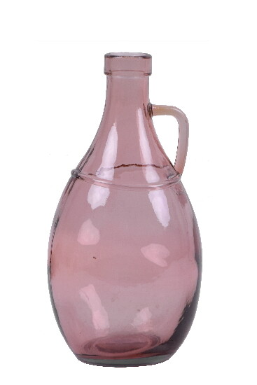 VIDRIOS SAN MIGUEL !RECYCLED GLASS! Váza z recyklovaného skla s uchom, 26 cm, ružová (balenie obsahuje 1ks)