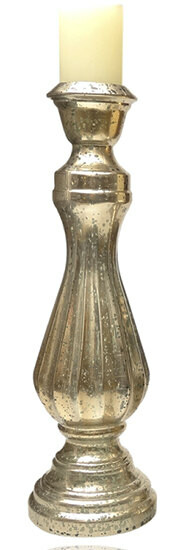 Świecznik ze szkła z recyklingu "DICIEMBRE" srebrny, wys. 55 cm (w opakowaniu 1 szt.) (WYPRZEDAŻ)|Vidrios San Miguel|Szkło z recyklingu