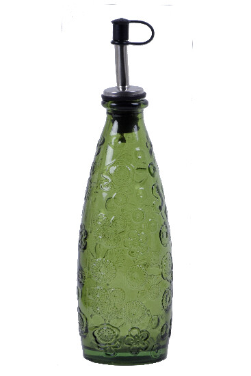 Recycled glass bottle with funnel "FLORA", green, 0.3 L (SALE) (package contains 1 pc)|Vidrios San Miguel|Recycled Glass