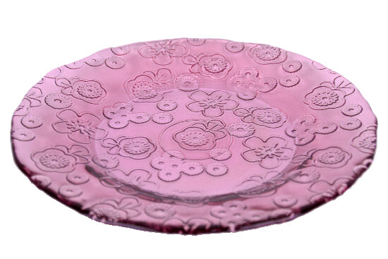 ED VIDRIOS SAN MIGUEL !RECYCLED GLASS! Recycled glass plate 19.5 x 19.5 x 1.6 cm "FLORA", pink (SALE OF LAST PIECES) (SALE OF LAST PIECES)