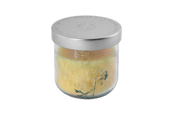 Scented candle in a glass made of recycled glass with a dandelion Medicinal Marigold (package includes 1 pc)|Vidrios San Miguel|Recycled Glass