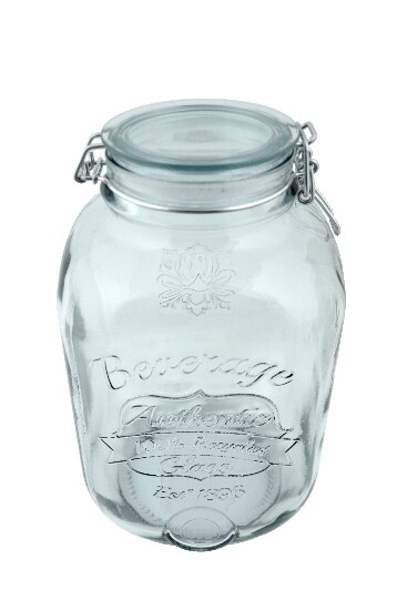 Recycled glass jar with HERMETIC 4L cap, clear (package includes 1)|Vidrios San Miguel|Recycled Glass