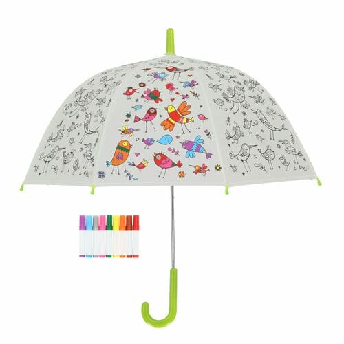 Children's umbrella BIRDS + markers, PIY - to be colored, diameter 70x69cm|Esschert Design