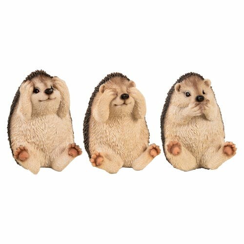 Hedgehogs OUTDOOR "TRUE TO NATURE", I CAN'T SEE, I CAN'T HEAR, I CAN'T SAY, approx. 12cm, package contains 3 pieces!|Esschert Design