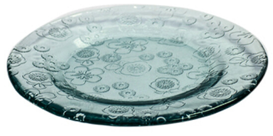 ED Recycled glass plate 20x2cm "FLORA", clear (SALE)