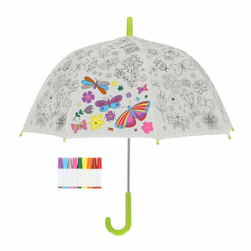 Children's umbrella FLOWERS + markers, PIY - to be colored, diameter 70x69cm|Esschert Design