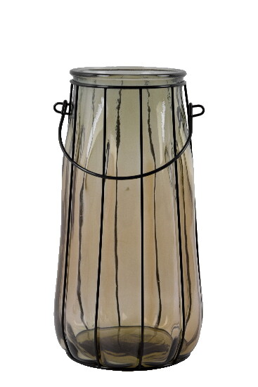 Latarnia/ECO Wazon ze szkła z recyklingu „LAMPA”, 37 cm butelkowy brąz (opakowanie zawiera 1 szt.) (WYPRZEDAŻ)|Vidrios San Miguel|Szkło z recyklingu