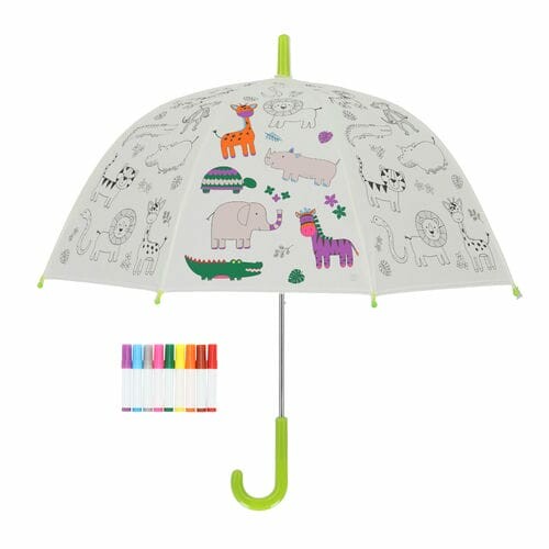 Dáždnik detský JUNGLE + fixky, PIY - na vyfarbenie, pr.70x69cm|Esschert Design