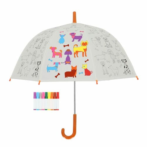 Children's umbrella DOGS + markers, PIY - to be colored, diameter 70x69cm|Esschert Design