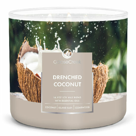 Candle 0.41 KG DRENCHED COCONUT, aromatic in a jar, 3 wicks|Goose Creek