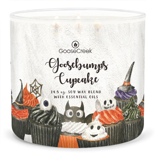 Świeca HELLOWEEN 0,41 KG GOOSEBUMPS CUPCAKE, aromatyczna w słoiczku, 3 knoty|Goose Creek