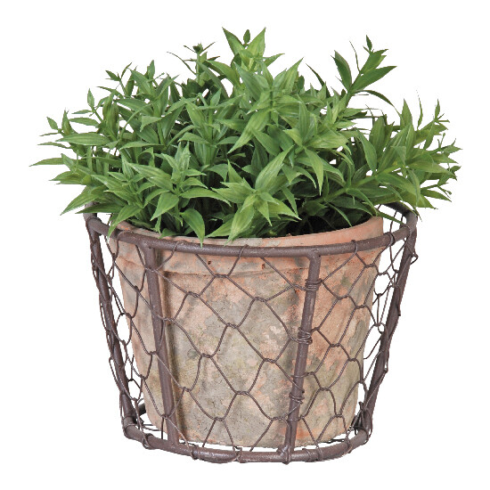 Wire basket "ESSCHERT´S GARDEN Robert & Stevens Potters, SINCE 1875 TERRACOTTA" with terracotta flower pot|Esschert Design