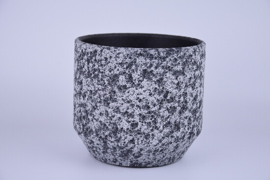 Ceramiczna osłona na doniczkę ALMADA o średnicy 18x16cm, czarna|CZARNA W KROPKI|Ego Dekor