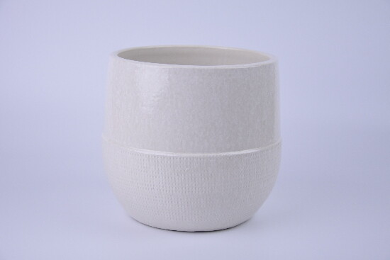 Osłonka na doniczkę ceramiczną SETUBAL średnica 18x16cm kolor kremowy|DRIP CREAM|Ego Dekor