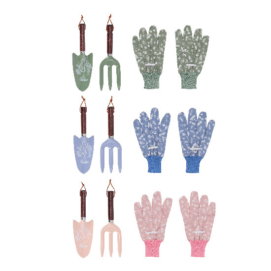 Lopatka, trojzubec + rukavice zahradní DIAPOSITIVE, sada obsahuje 9 produktů!|Esschert Design