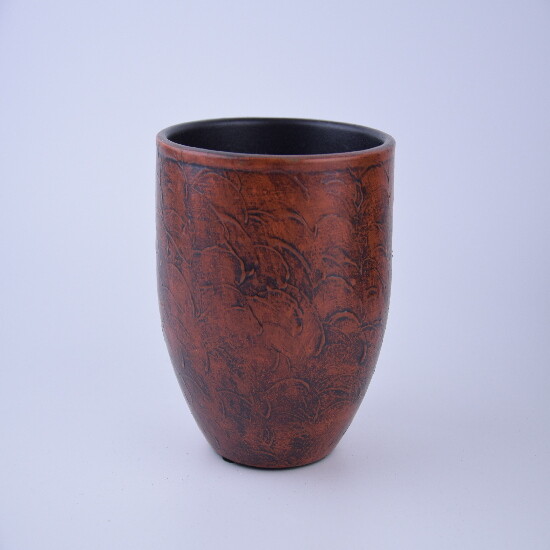 Ceramiczna osłona na doniczkę CASCAIS średnica 16x14cm, brązowa|GLINKA MATOWA|Ego Dekor