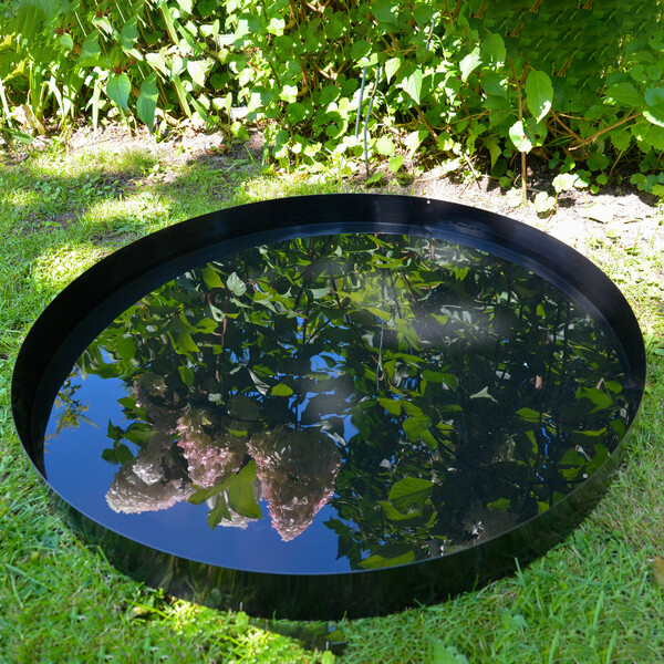 Zrcadlo vodní s vodováhou, průměr 58cm, černá|Esschert Design