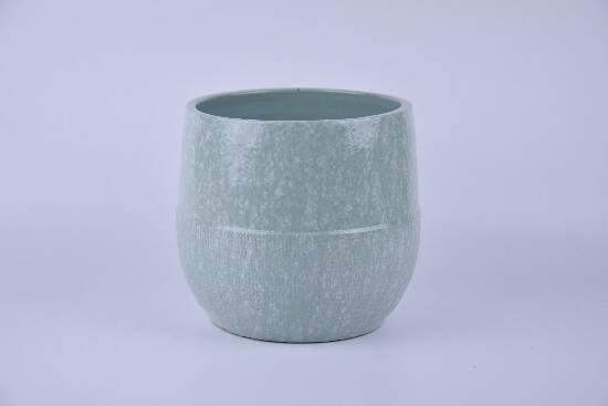 Osłonka na donicę ceramiczną SETUBAL średnica 20x18cm, kolor zielony|DRIP MINT|Ego Dekor