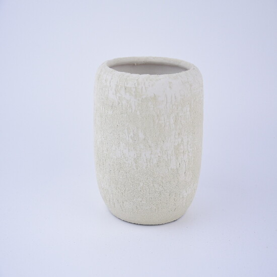 Osłonka na doniczkę ceramiczną BELMONTE średnica 16x14cm, kolor biały|SAND IVORY|Ego Dekor