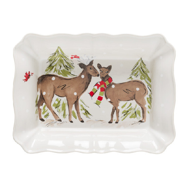 Forma do pieczenia 36x26cm, DEER FRIENDS, biała (WYPRZEDAŻ)|Casafina