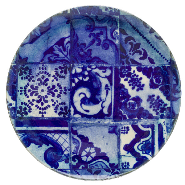 Talíř servírovací|tác 38cm, LISBOA, modrá dlaždice|Blue tile (DOPRODEJ)|Costa Nova