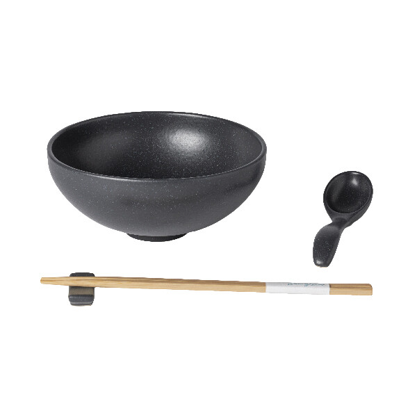 Miska|ramen, lžička, odkladač na hůlky pr.19cm|1L, PACIFICA, šedá (tmavě), set|Casafina by Costa Nova