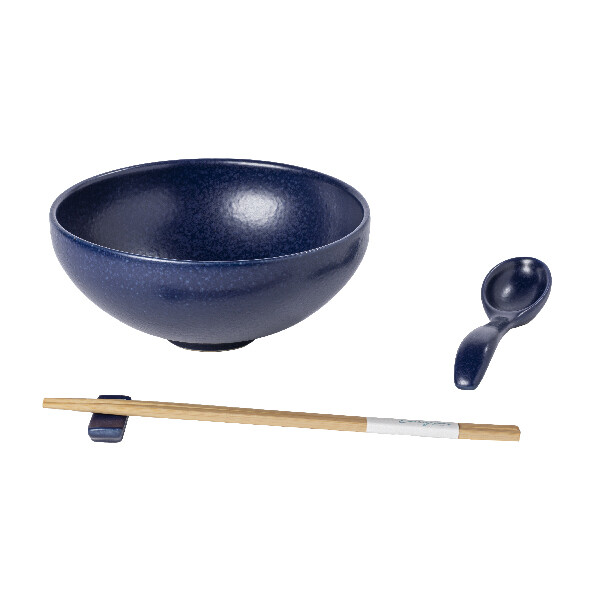 Miska|ramen, lžička, odkladač na hůlky pr.19cm|1L, PACIFICA, modrá, set|Casafina by Costa Nova