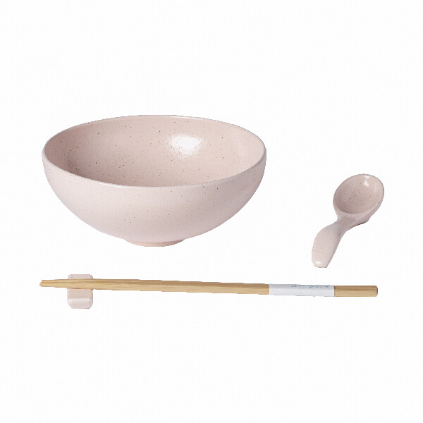 Miska|ramen, lžička, odkladač na hůlky pr.19cm|1L, PACIFICA, růžová (Mar.), set|Casafina by Costa Nova