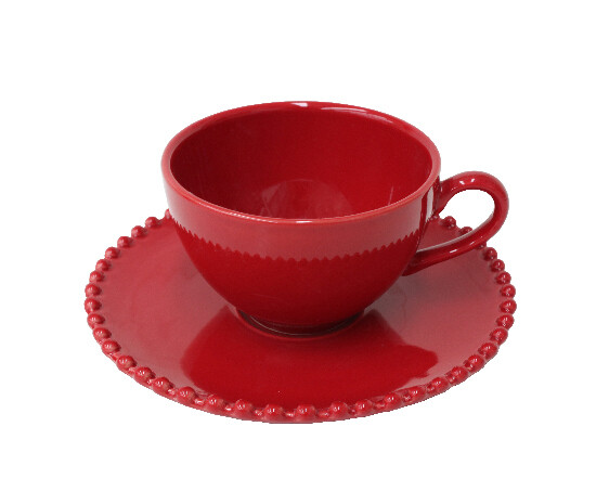Šálka ??na čaj s tanierikom 0,25L, PEARLRUBI, rubínová (DOPREDAJ)|Costa Nova
