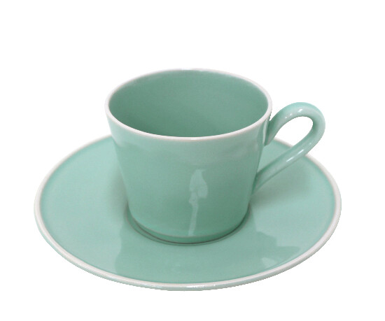 Šálka ??na čaj s tanierikom 0,19L, ASTORIA, zelená (mäta) (DOPREDAJ)|Costa Nova