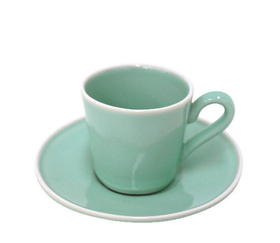 Šálka ??na kávu s tanierikom 0,1L, ASTORIA, zelená (mäta) (DOPREDAJ)|Costa Nova
