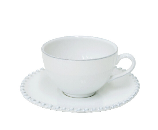 Filiżanka do herbaty ze spodkiem 0,25L, PERŁA, biała|Costa Nova