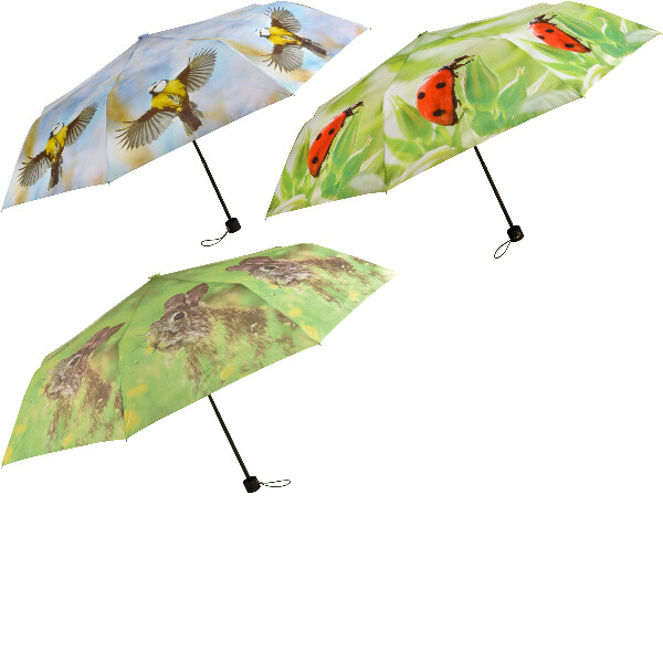 ED Parasol składany LOVEinNATURE, 100x55cm, sikorka/kura/rabbit|Esschert Design