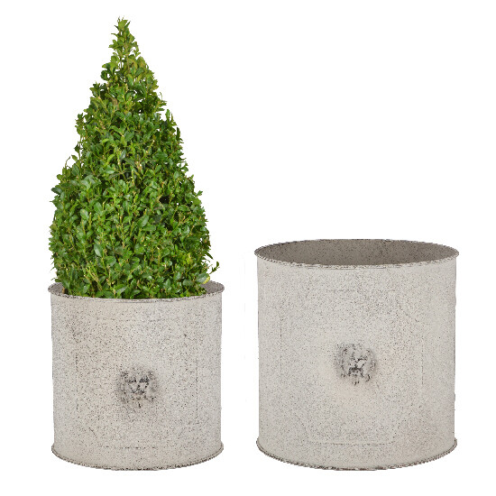 Flower pot "AGED METAL" round Lion, set of 2 (SALE)|Esschert Design