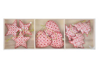 Decoration with a pattern, TREE, HEART, STAR, box, set 9 pcs|Ego Dekor