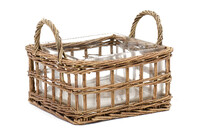 Square wicker basket with glass, V|Ego Dekor