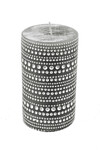 Velvet gray candle with a lace pattern, 6.5 x 10.5 cm | Ego Dekor