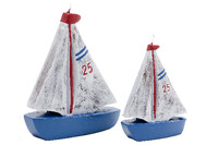 Sailboat candle, blue-white-red, 14 x 16 x 6 cm | Ego Dekor