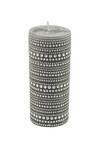 Svíčka sametová šedá s krajkovým vzorem, 6,5 x 14,5 cm|Ego Dekor
