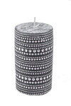 Dark gray candle with a lace pattern, 6.5 x 10.5 cm | Ego Dekor
