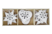 Decoration with snowflake, white, box with 6 pieces|Ego Dekor