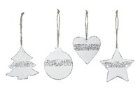 Cut-out ornament, white, package contains 4 pieces!|Ego Dekor