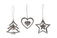 Hanging ornament, silver, package contains 3 pieces! 14 cm|Ego Decor