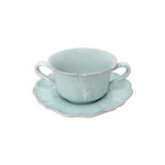 Mug with saucer, 0.4L, IMPRESSIONS, blue (turquoise) (SALE)|Casafina