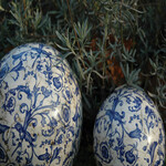 Koule pr.18 cm, modrobílá keramika 
